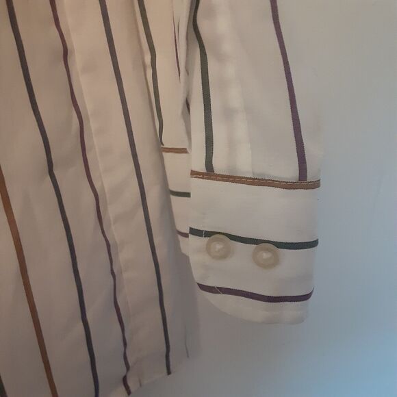 Wearguard Button Up Shirt Mens Large White Striped Long Sleeve Work - Picture 6 of 9